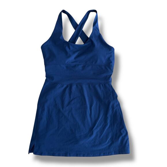 Fabletics Women’s Active Dress L Short Navy Cross Back Built-In Shorts NWT - Picture 1 of 10